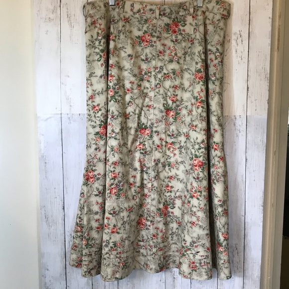 RALPH LAUREN Prairie Peasant Skirt / Pearl Snap Buttons + Pretty Calico Print - Picture 7 of 12